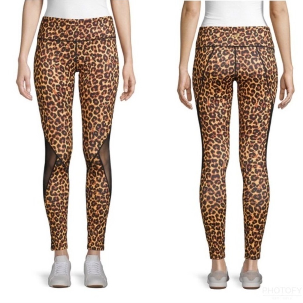 Roberto Cavalli Sport Leopard Mesh Panel Leggings XS Cheetah Print - Picture 3 of 11